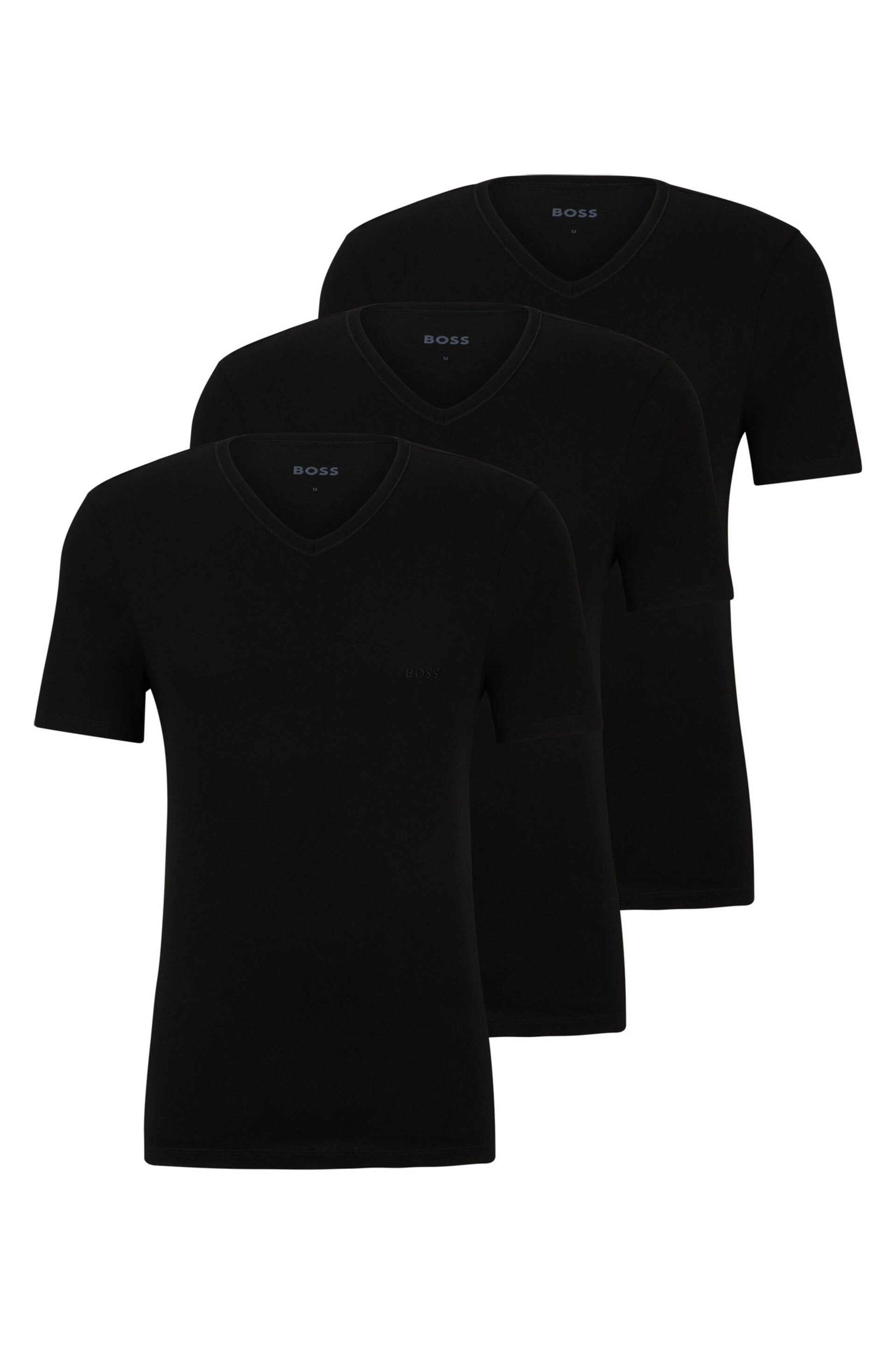 BOSS Black V-Neck Cotton Jersey T-Shirts 3 Pack - Image 5 of 5