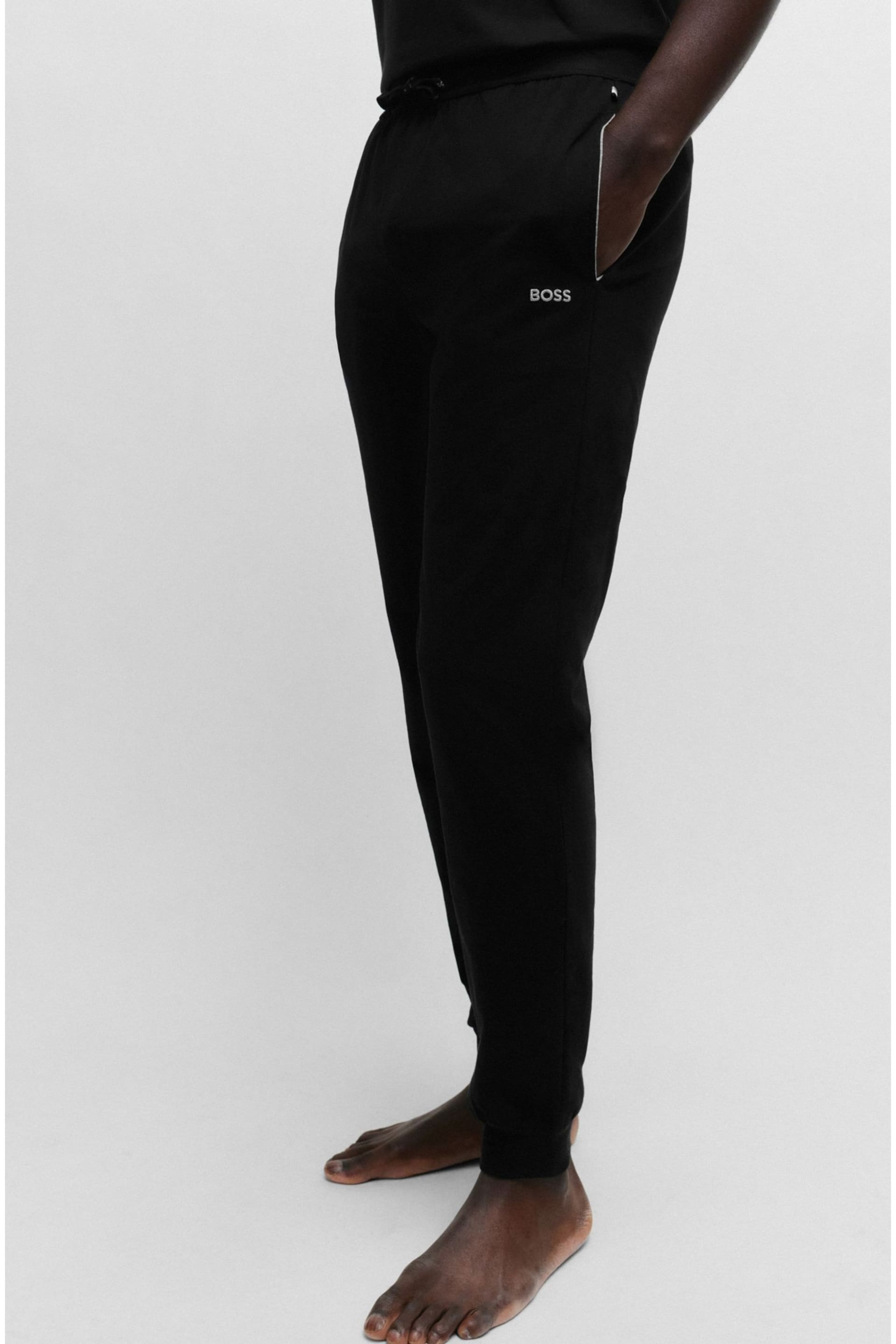 BOSS Black Logo-Detail Joggers In Stretch Cotton - Image 4 of 5