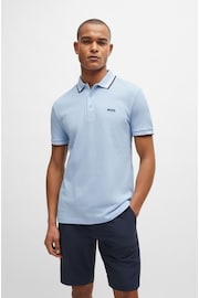 BOSS Light Blue/Black Tipping Paddy Polo Pink Cream Shirt - Image 1 of 8