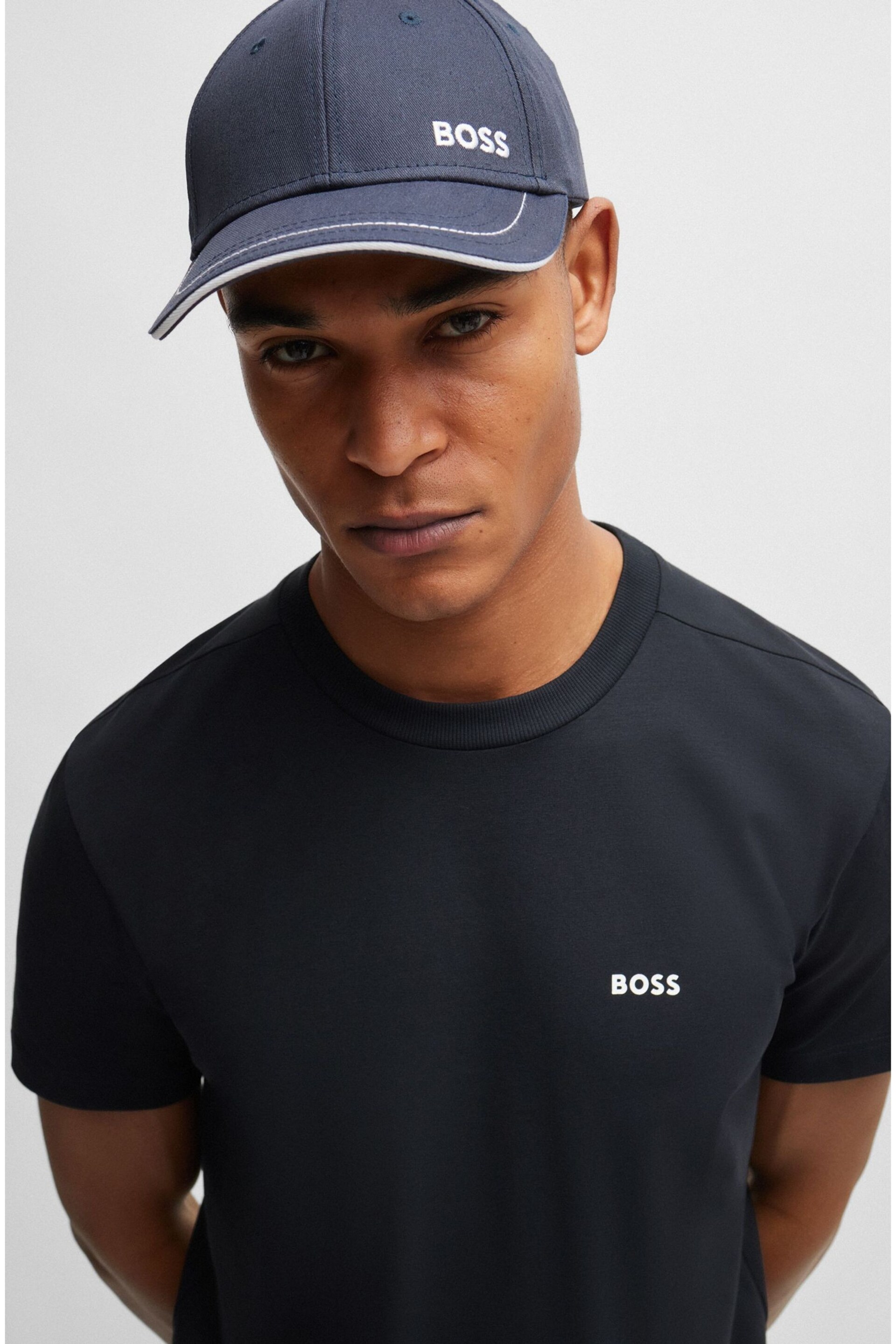 BOSS Navy Contrast-Logo T-Shirt - Image 4 of 5