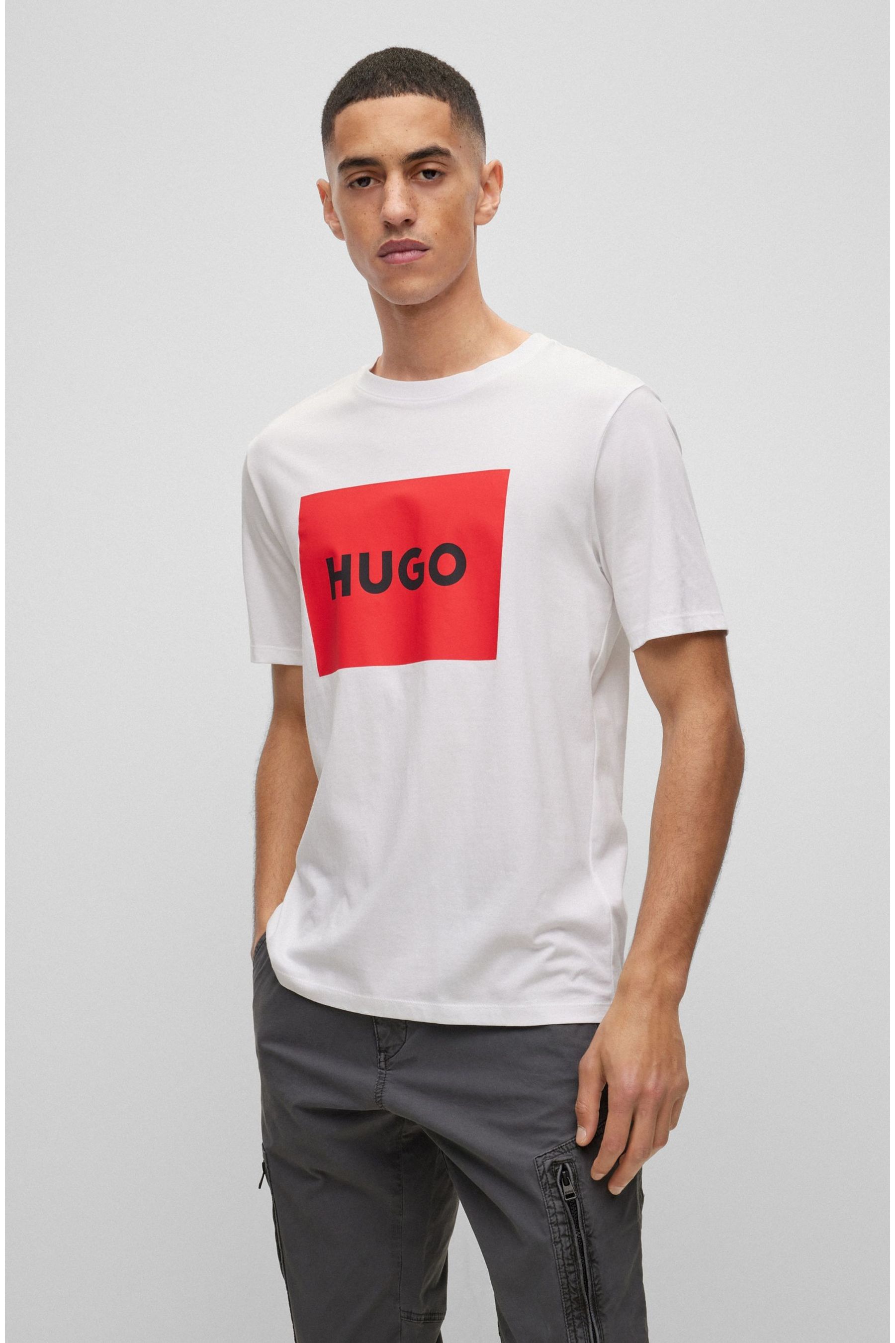 Buy HUGO White HUGO Large Box Logo Cotton T Shirt from Next Australia