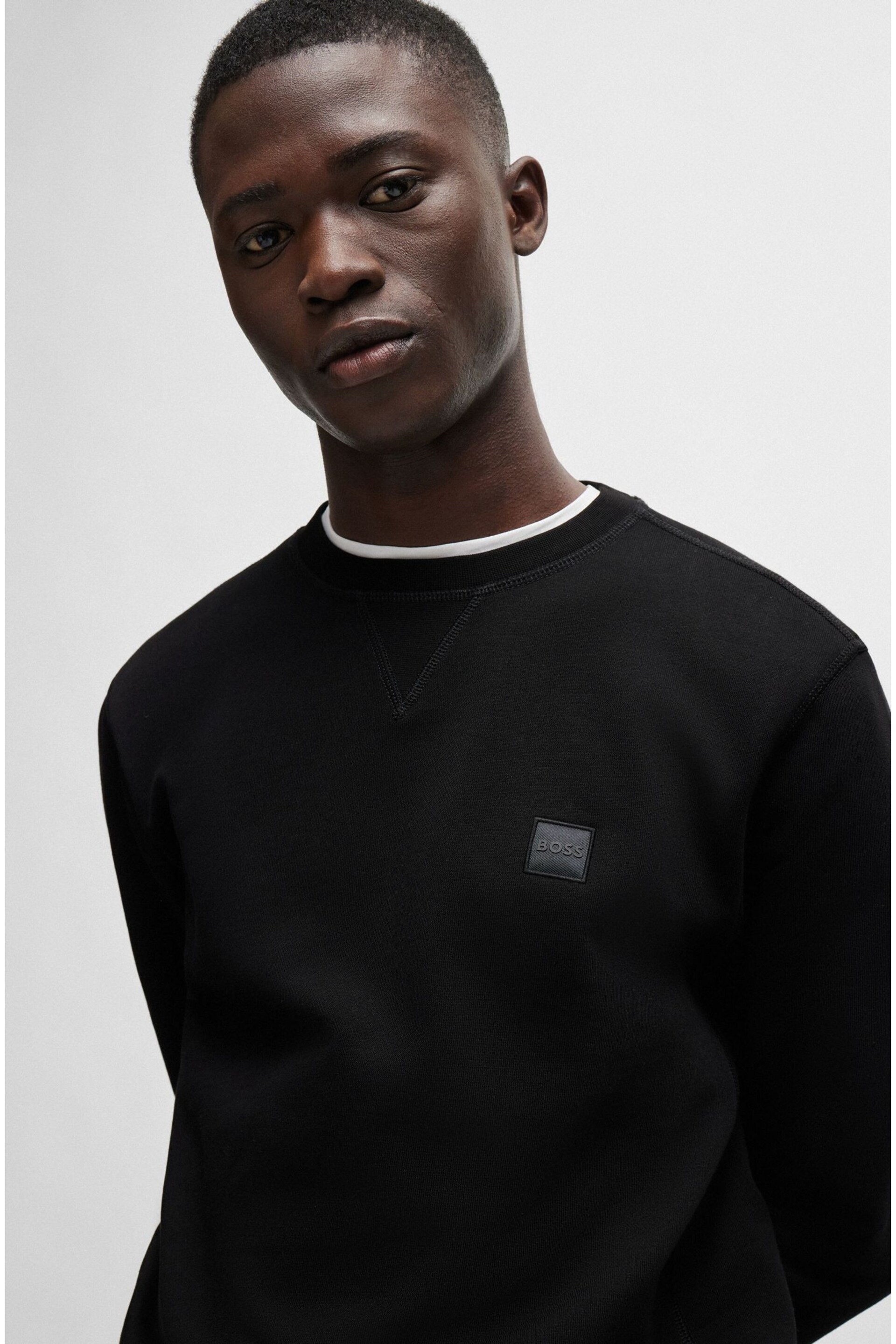 BOSS Black Cotton Terry Relaxed Fit Sweatshirt - Image 3 of 5