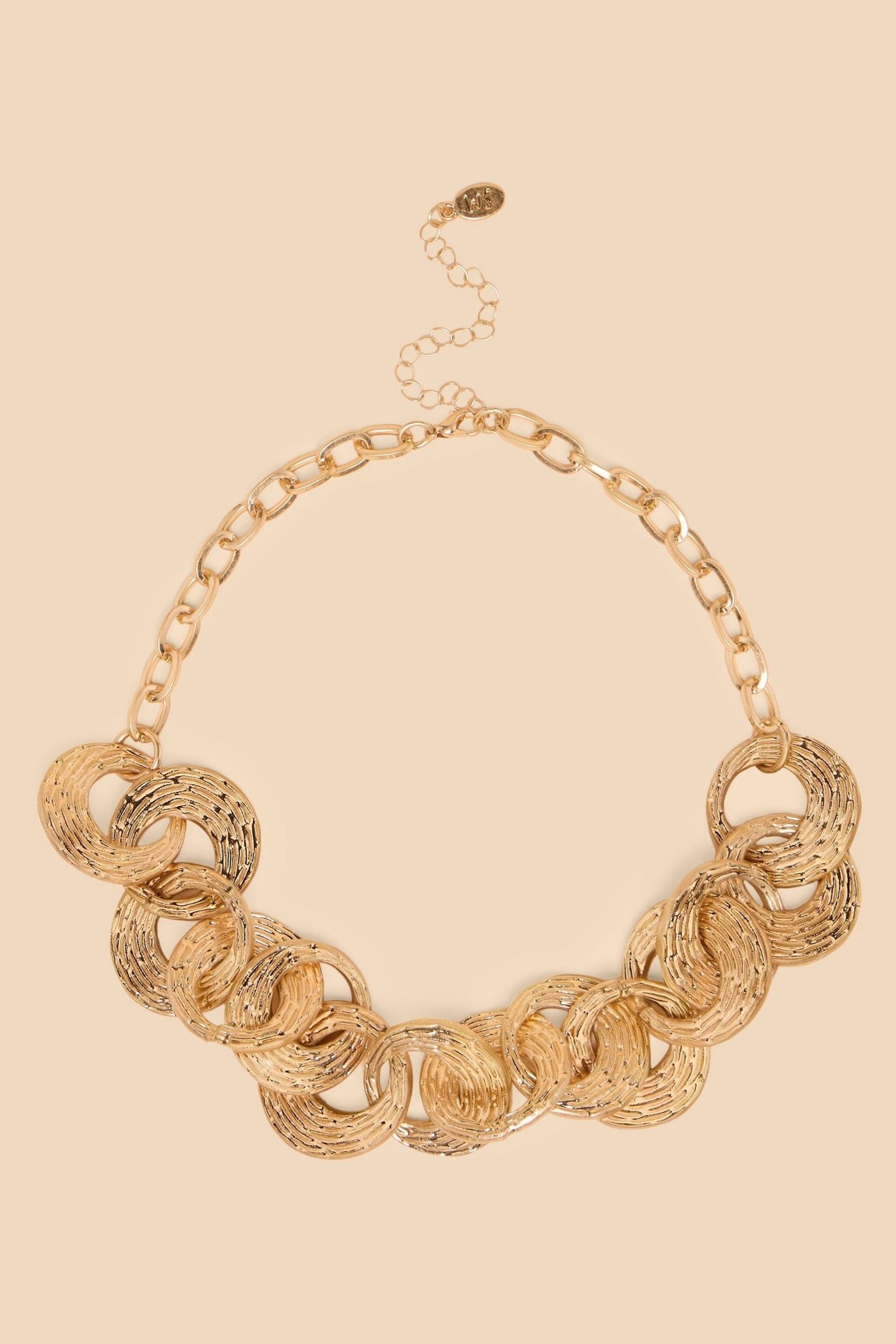 White Stuff Gold Tone Ela Circular Link Necklace - Image 1 of 2