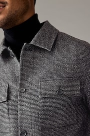 Charcoal Grey Brushed Check Shacket - Image 4 of 8