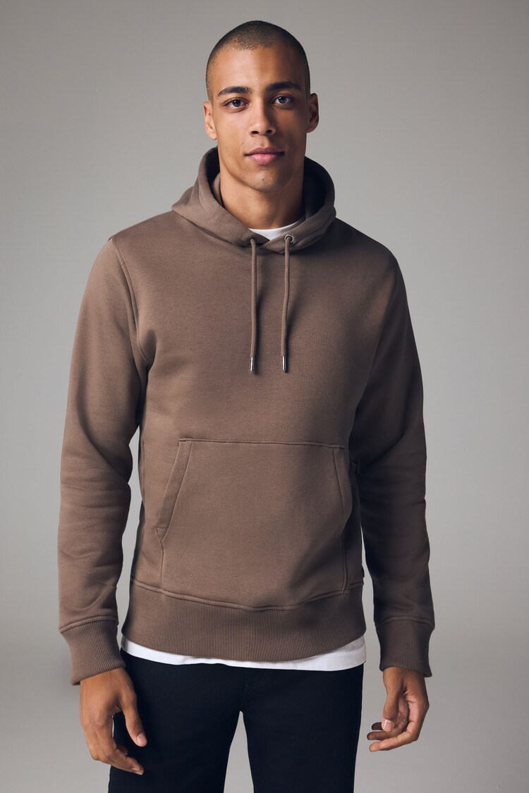 Buy Dark Natural Regular Fit Cotton Rich Jersey Fabric Hoodie from Next