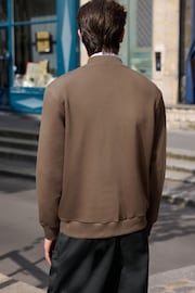 Neutral Zip Through Cotton Rich Jersey Bomber Jacket - Image 3 of 4