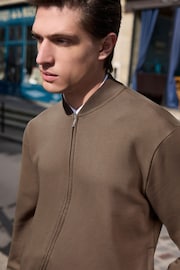 Neutral Zip Through Cotton Rich Jersey Bomber Jacket - Image 4 of 4