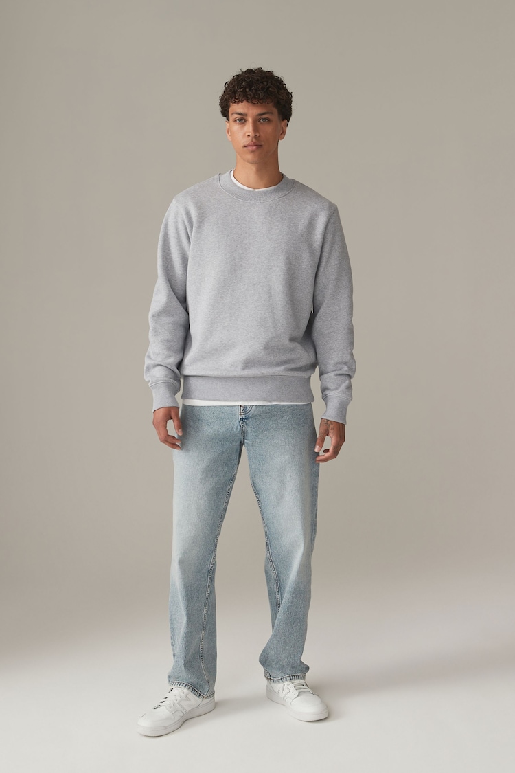 Grey Regular Fit Cotton Rich Jersey Crew Sweatshirt - Image 2 of 7