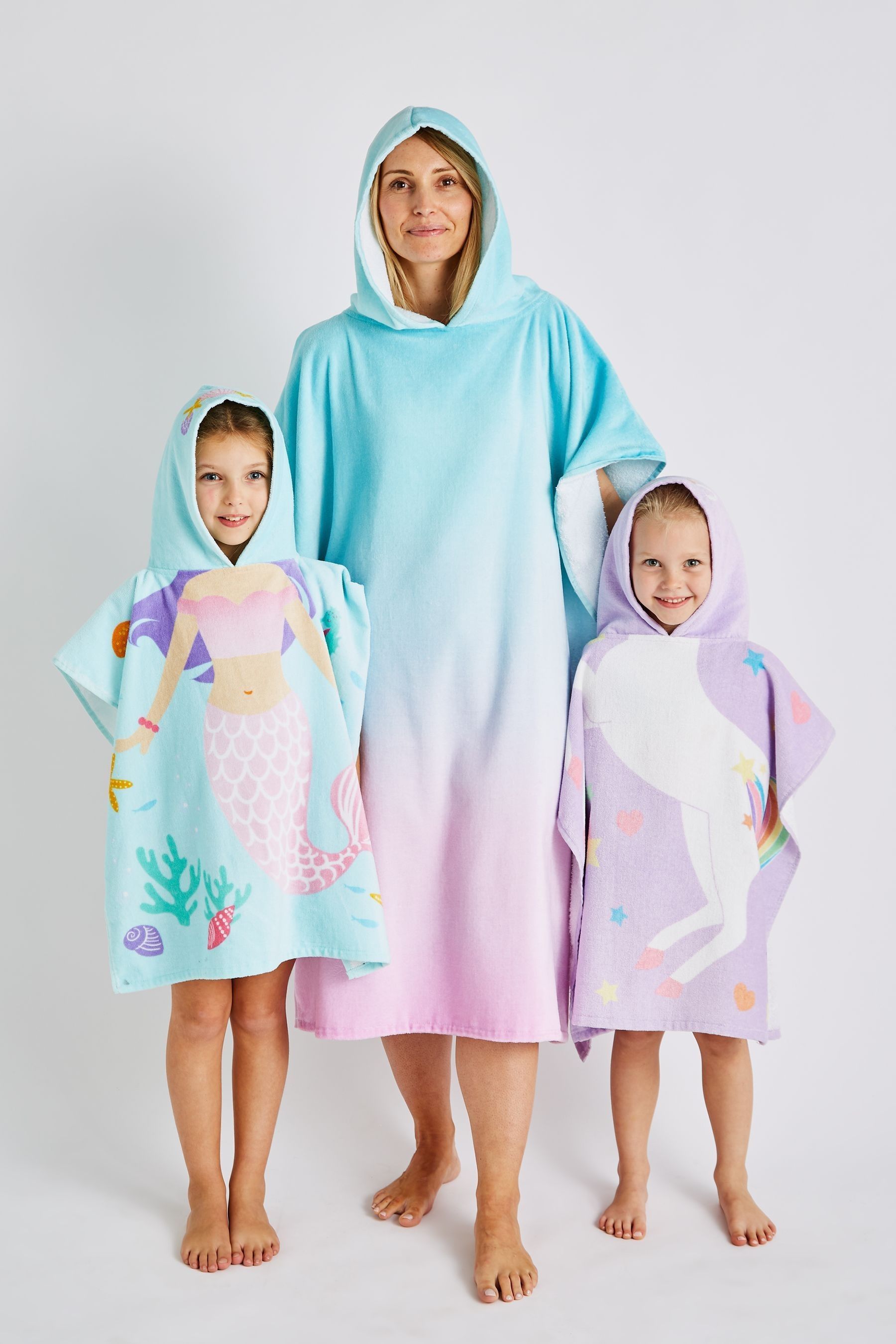 Buy Catherine Lansfield Pink 100 Cotton Ombre Adult Size Hooded Poncho Towel from Next Ireland