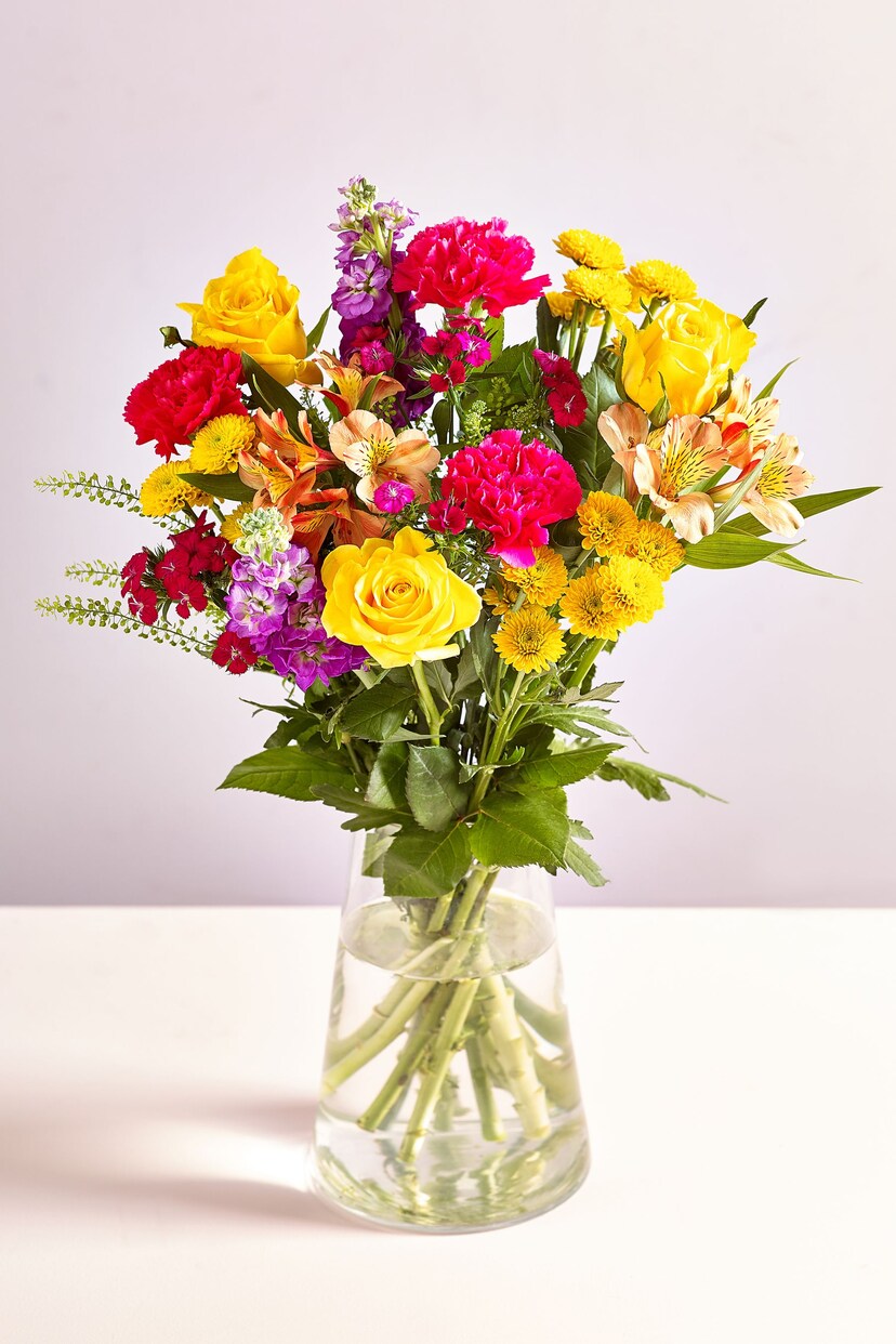 Bright Rose and Alstroemeria Letterbox Fresh Flower Bouquet - Image 1 of 2