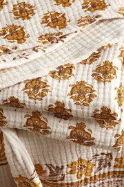 Pineapple Elephant Ochre Yellow Ines Floral Cotton Matelassé Throw - Image 2 of 4