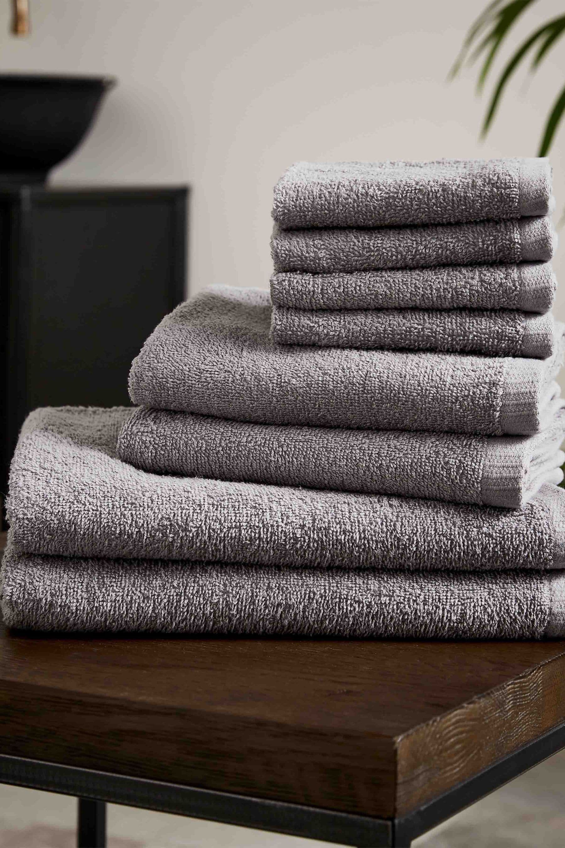 Buy Catherine Lansfield Grey Quick Dry 100 Cotton 8 Piece Towel Set from Next Luxembourg