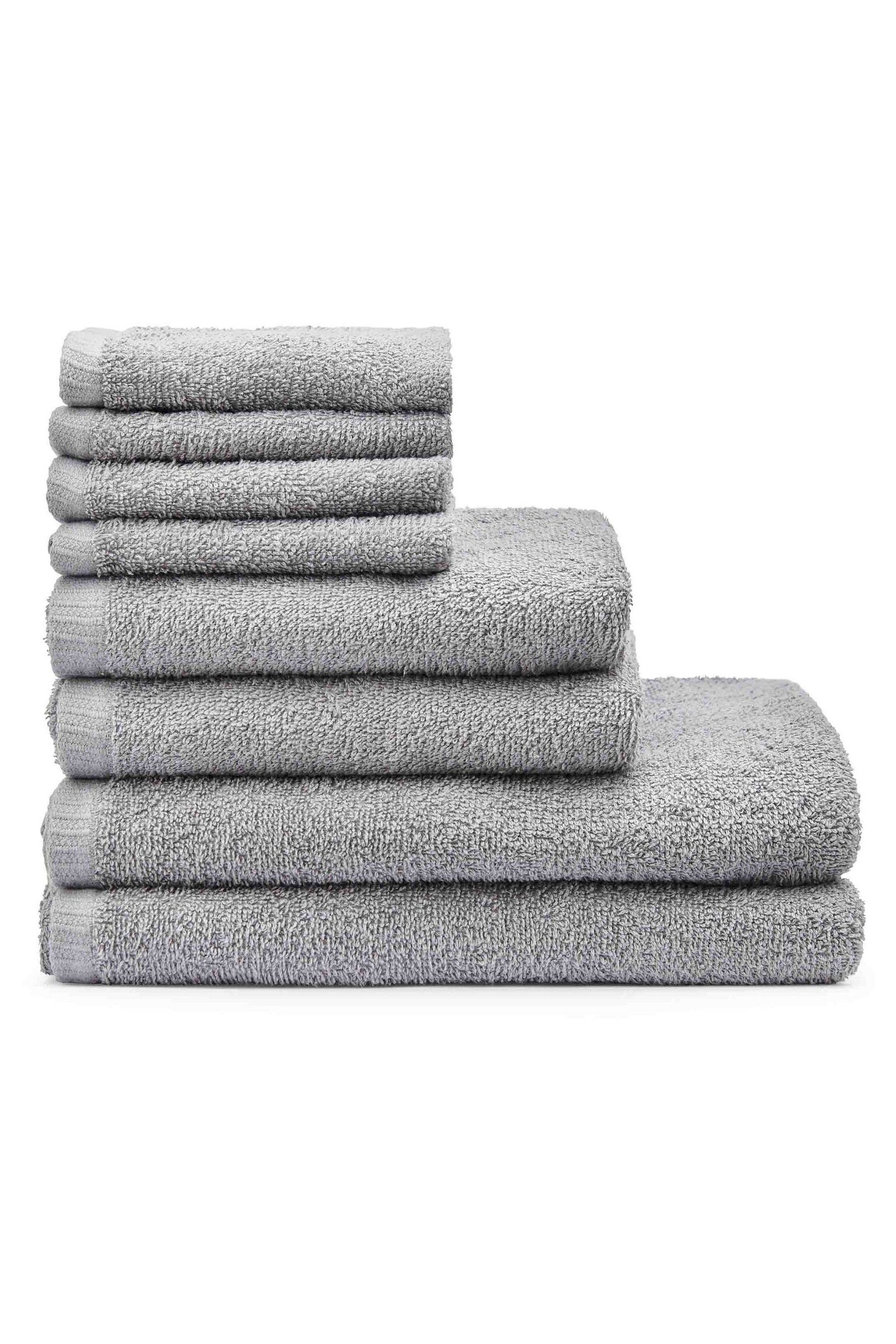 Buy Catherine Lansfield Grey Quick Dry 100 Cotton 8 Piece Towel Set from Next Luxembourg