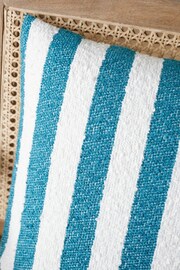 Catherine Lansfield Teal Boucle Stripe Cushion - Image 2 of 5