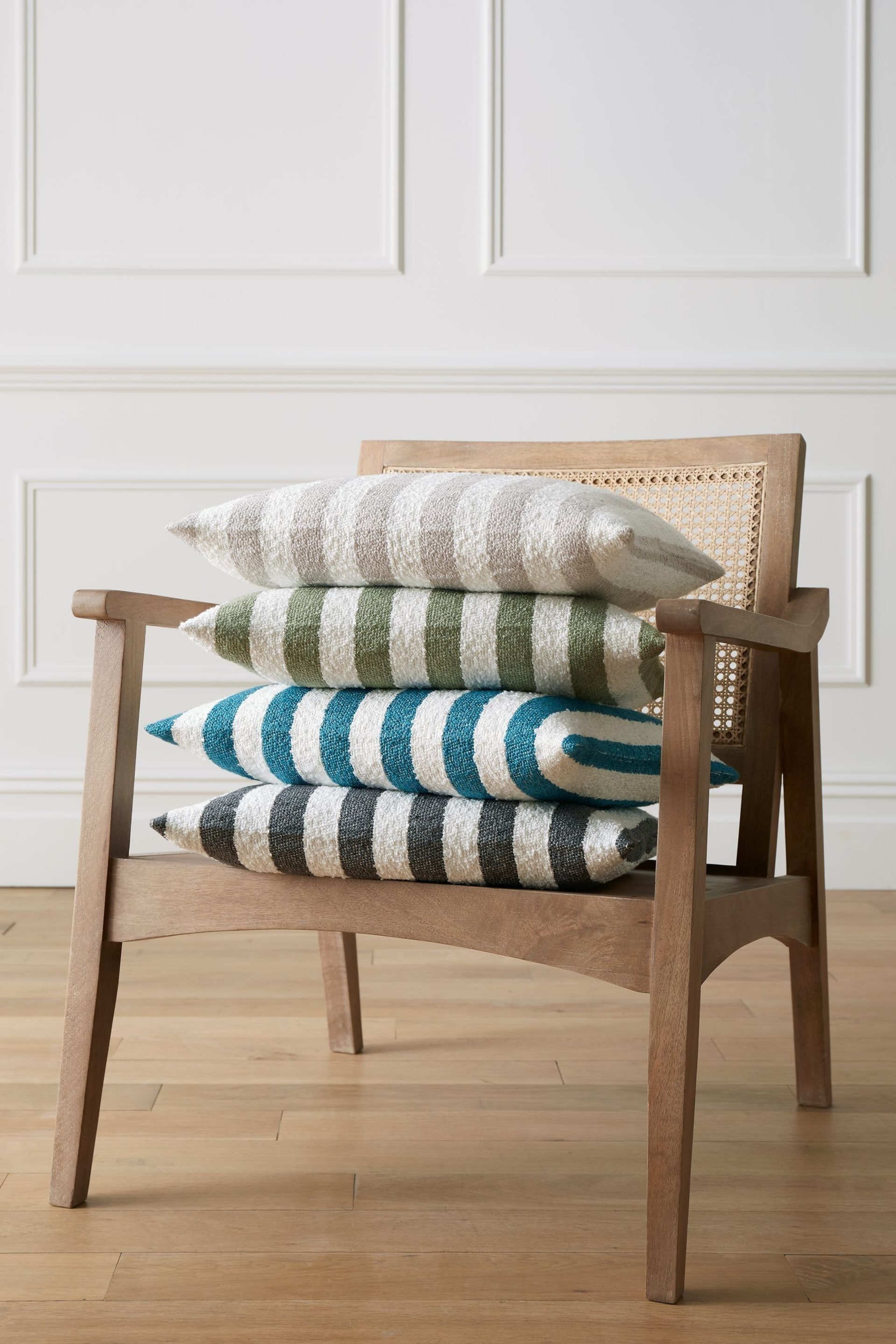 Catherine Lansfield Teal Boucle Stripe Cushion - Image 4 of 5