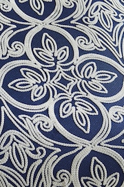 Catherine Lansfield Blue Navy Flock Trellis Pair of Pillow shams - Image 2 of 2