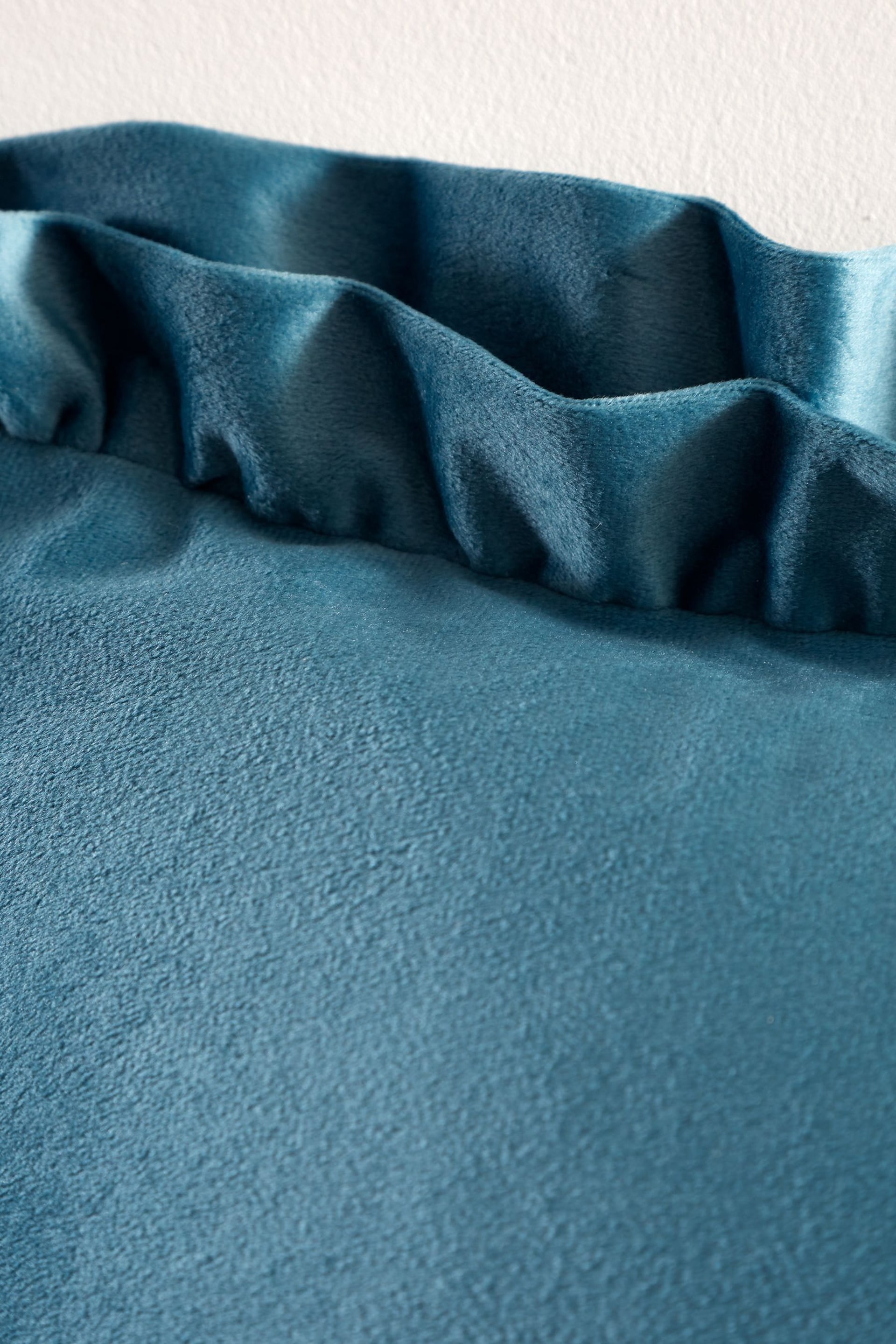 Catherine Lansfield Teal So Soft Velvet Double Frill Cushion - Image 3 of 5