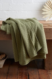 Pineapple Elephant Olive Green Lina Waffle Geo Throw - Image 1 of 4