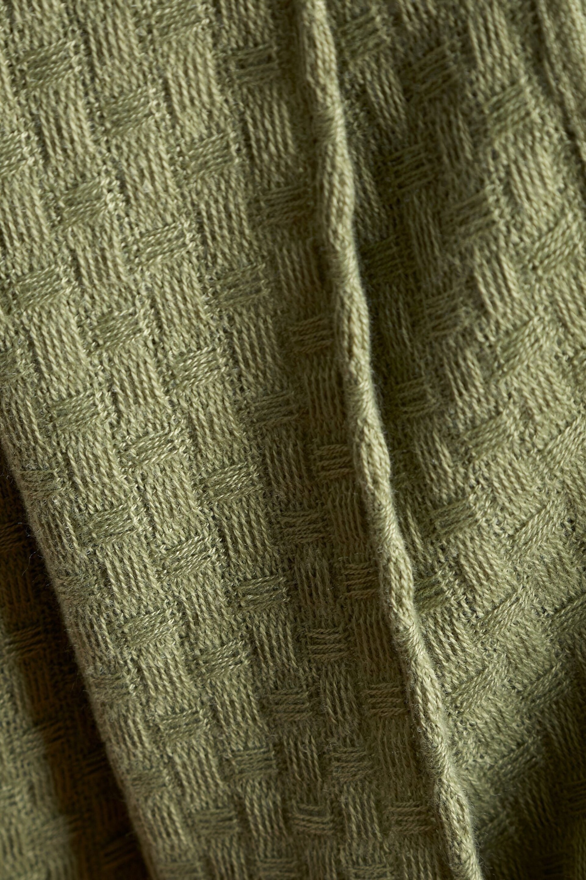 Pineapple Elephant Olive Green Lina Waffle Geo Throw - Image 2 of 4