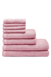 Catherine Lansfield Pink Quick Dry Cotton 8 Piece Towel Set - Image 3 of 3