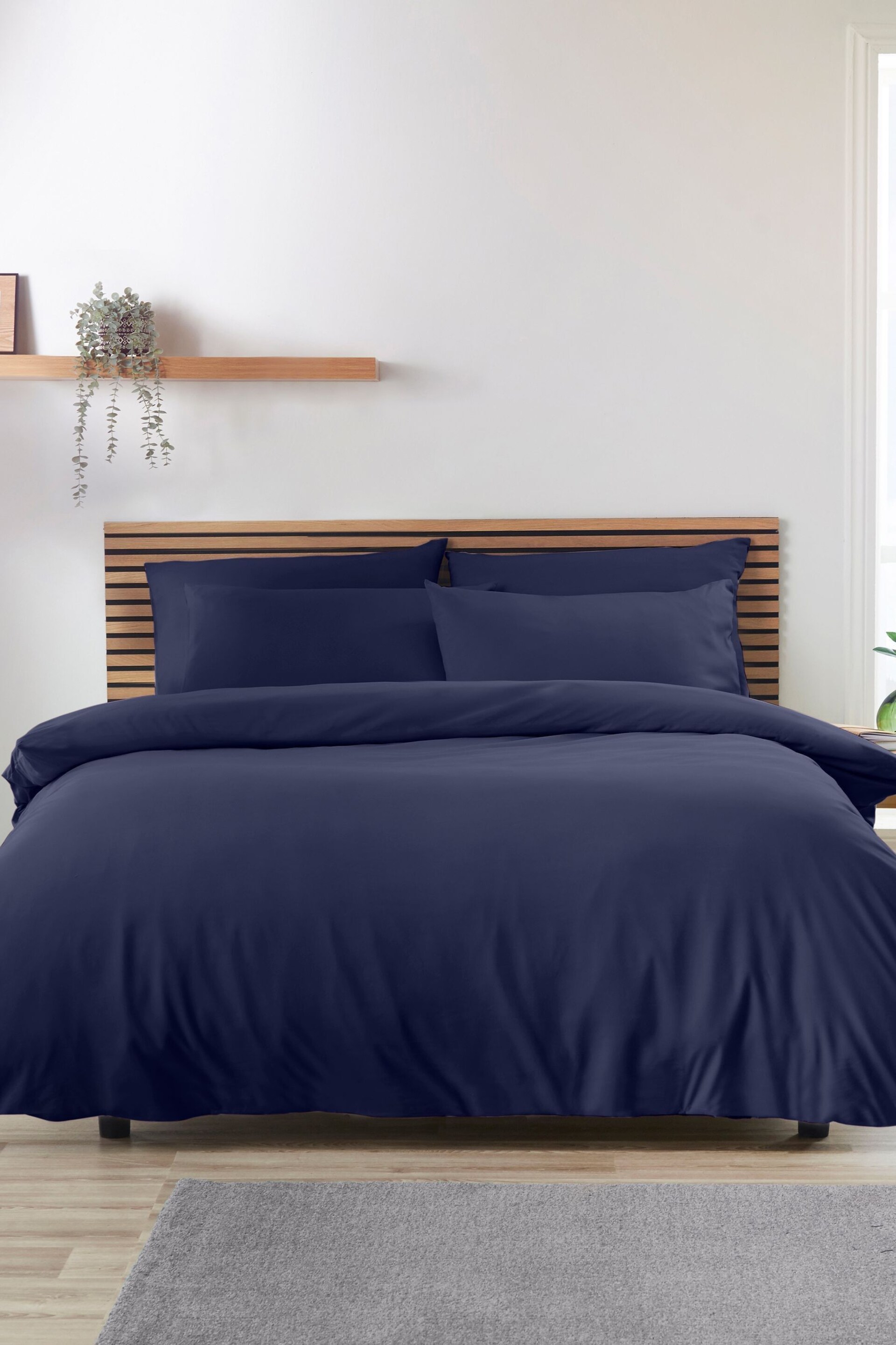 Catherine Lansfield Navy Blue So Soft Easy Iron Duvet Cover Set - Image 1 of 3