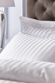 Bianca White 300 Thread Count Cotton Satin Stripe Duvet Cover Set - Image 2 of 4