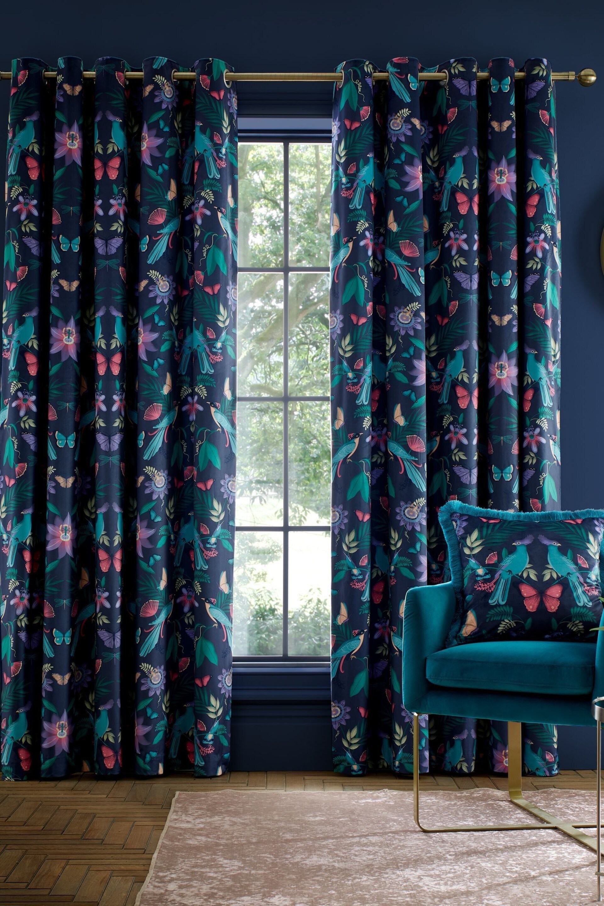 Catherine Lansfield Navy Blue Curtains - Image 2 of 4