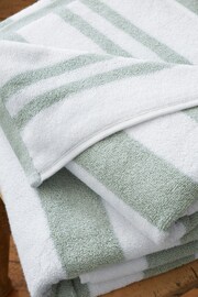 Bianca Sage Green Reversible Stripe Cotton Jacquard Towel - Image 2 of 4