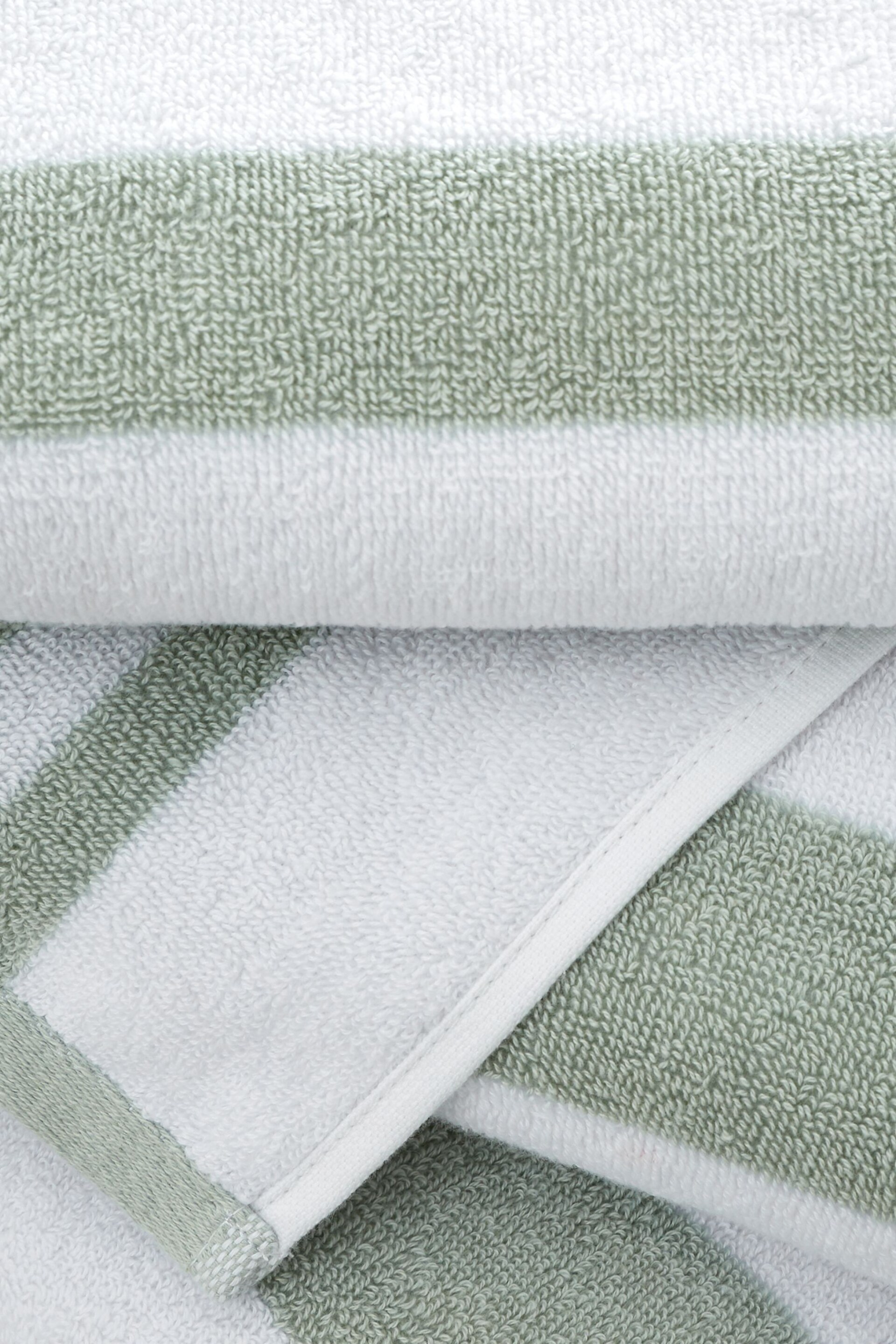 Bianca Sage Green Reversible Stripe Cotton Jacquard Towel - Image 3 of 4