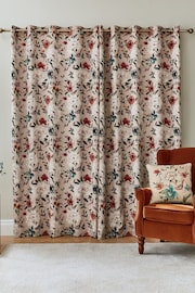 Catherine Lansfield Natural Pippa Floral Birds Lined Eyelet Curtains - Image 3 of 4