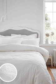 Bianca White French Knot Jacquard Cotton Duvet Cover Set - Image 1 of 5