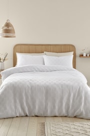 Catherine Lansfield White Waffle Checkerboard Duvet Cover Set - Image 2 of 5