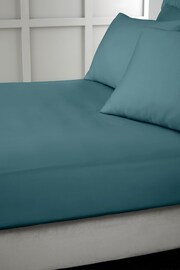 Bianca Teal 400 Thread Count Cotton Sateen Fitted Sheet - Image 1 of 3