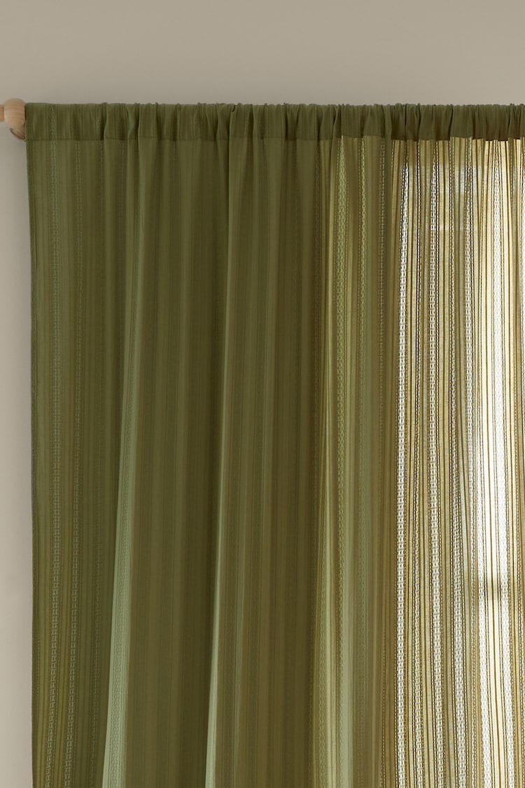 Pineapple Elephant Olive Green Zofia Broderie 100% Cotton Anglais Voile Panel Curtains - Image 2 of 4