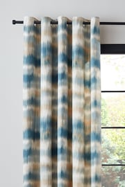 Catherine Lansfield Teal Ombre Texture Lined Eyelet Curtains - Image 4 of 6