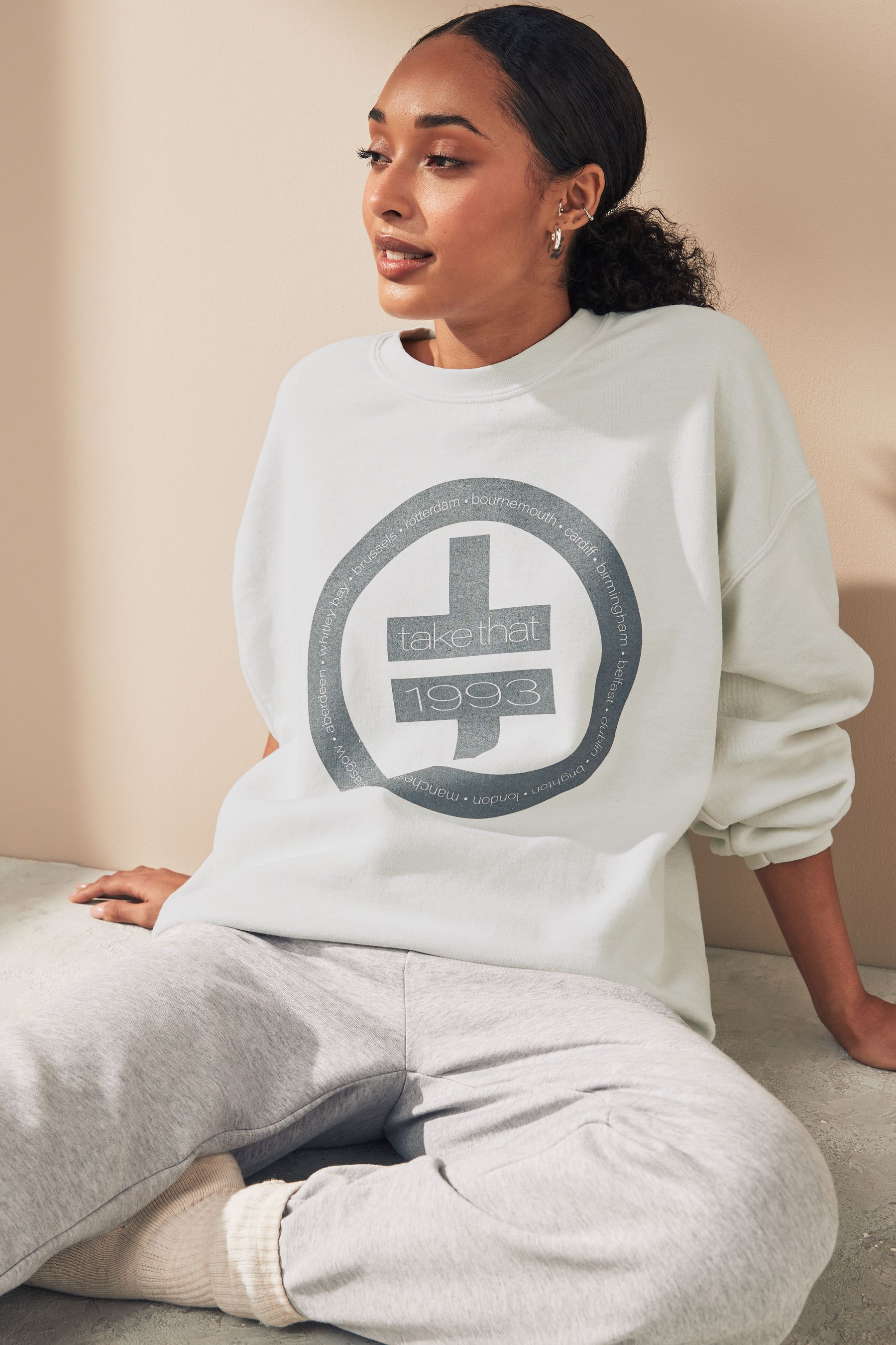Buy Ecru Cream Take That Sweatshirt from Next Luxembourg