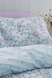 Catherine Lansfield Blue Daisy Meadow Floral Reversible Duvet Cover Set - Image 3 of 4