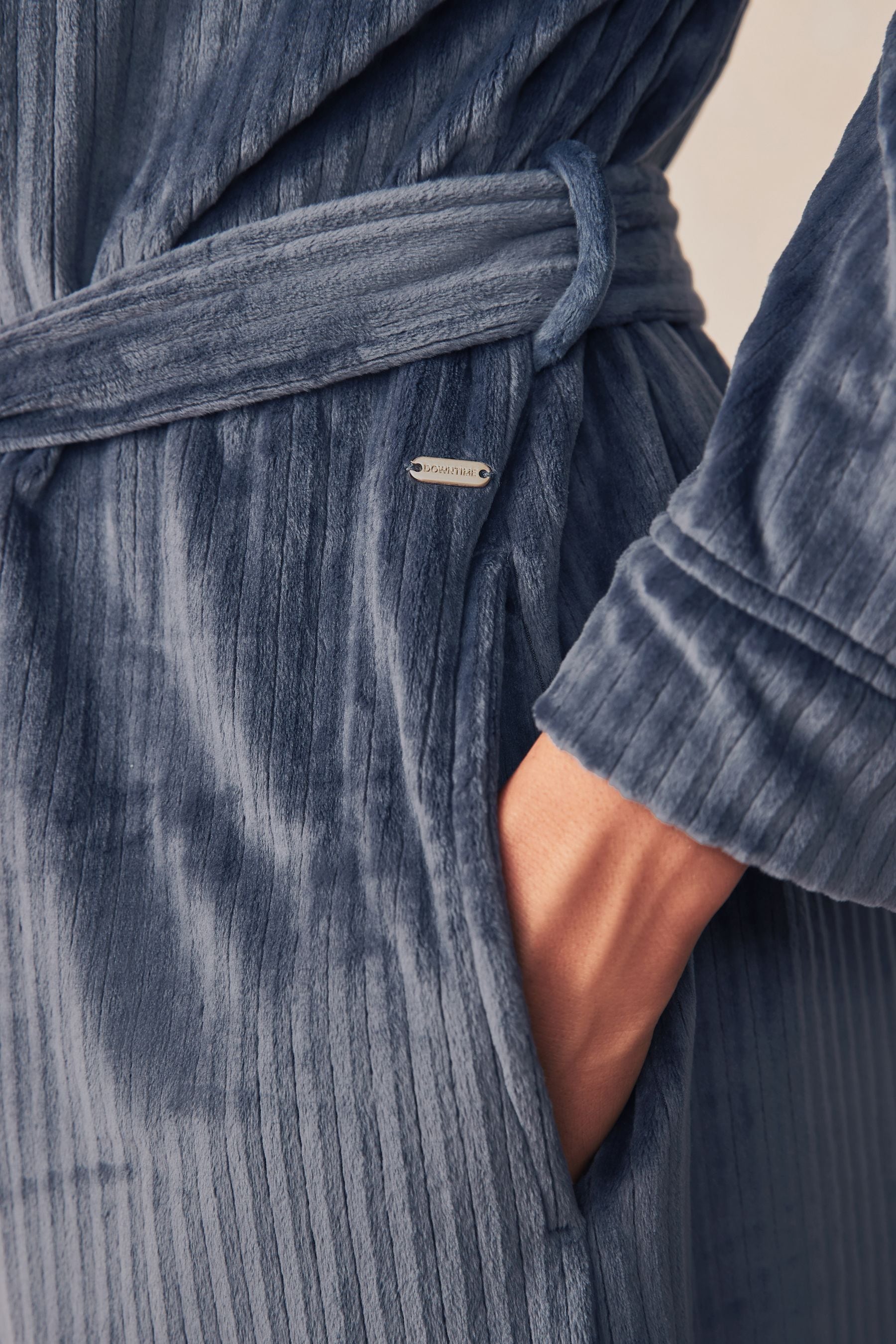 Buy Navy Blue Supersoft Ribbed Dressing Gown from Next Luxembourg