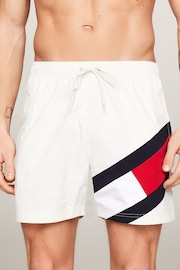 Tommy Hilfiger White Medium Logo Drawstring Swim Shorts - Image 1 of 4