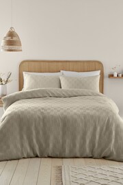 Catherine Lansfield Natural Waffle Checkerboard Duvet Cover Set - Image 2 of 5