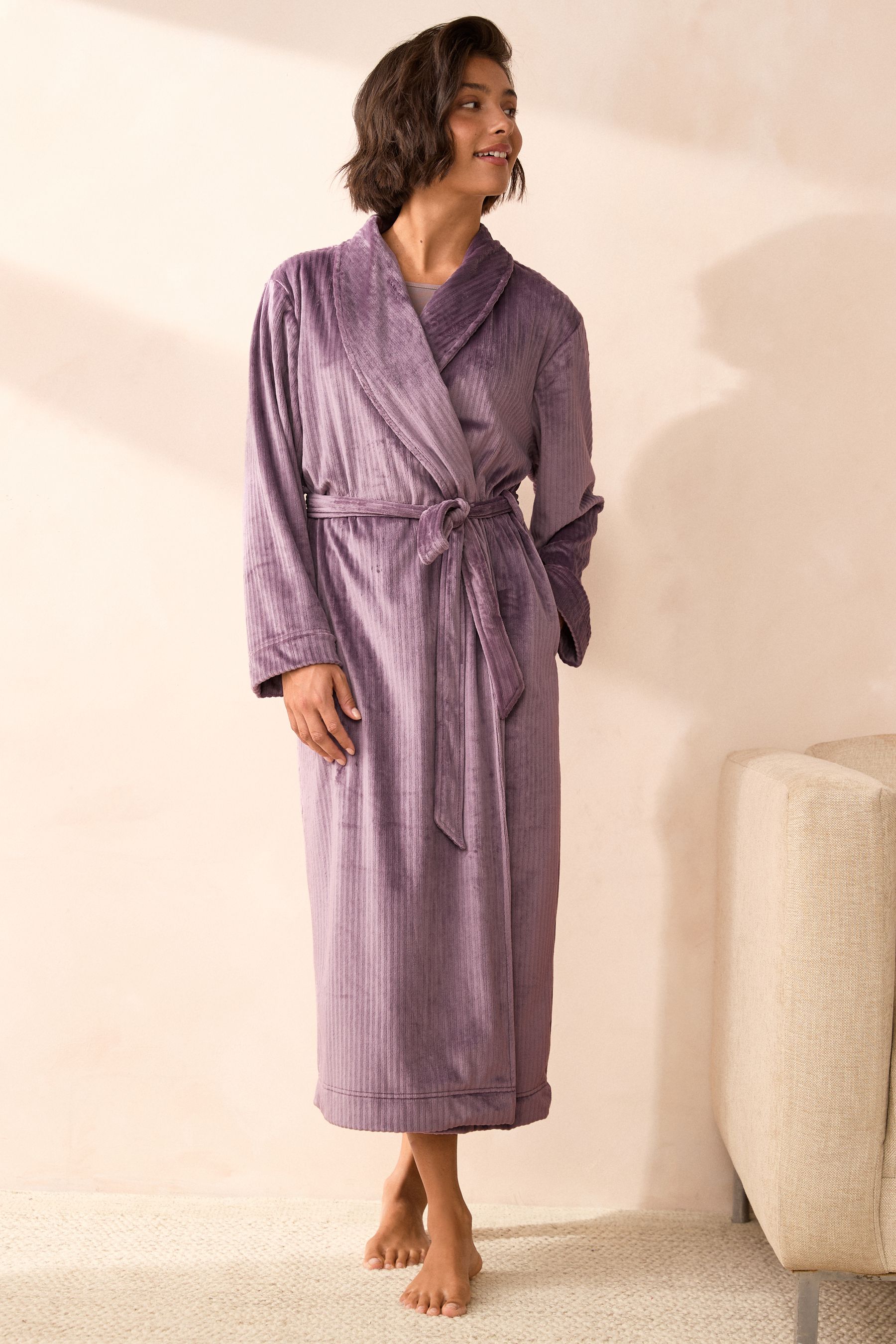 Purple silk dressing gown top