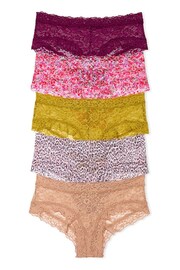 Victoria's Secret Pink/Green/Leopard/Nude Cheeky 5 Pack Knickers - Image 1 of 1