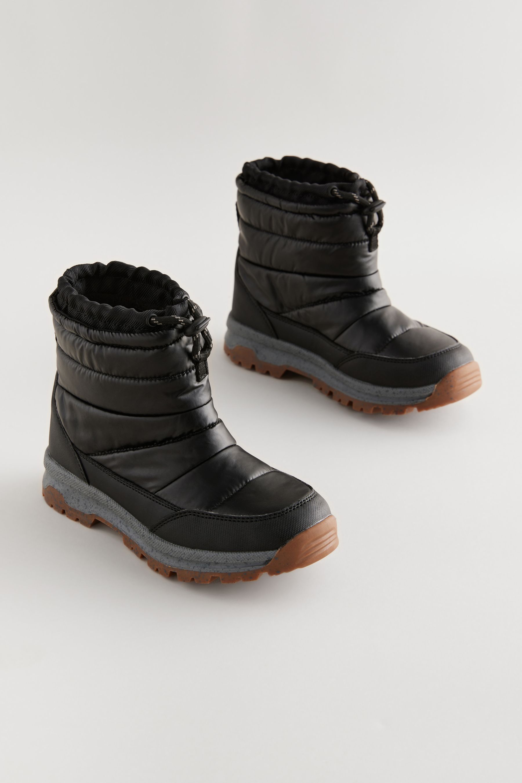 Black Quilted Waterproof Snow Boots