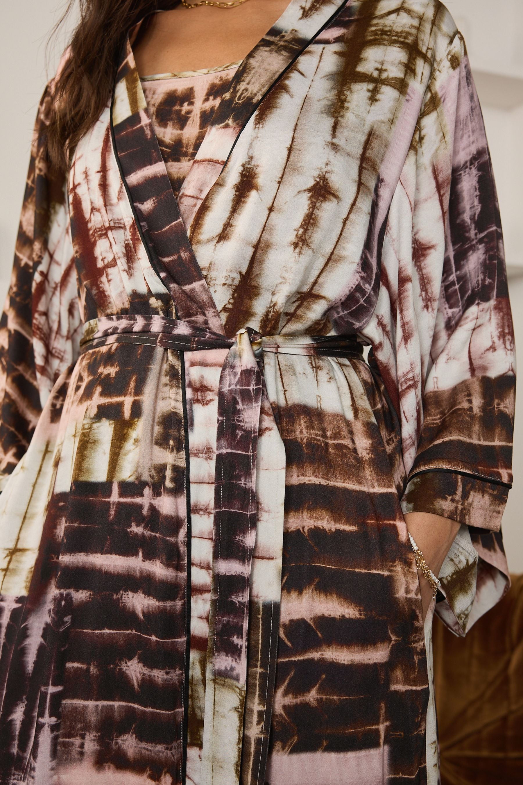 Buy Black Purple Tie Dye Lightweight Dressing Gown from Next Luxembourg