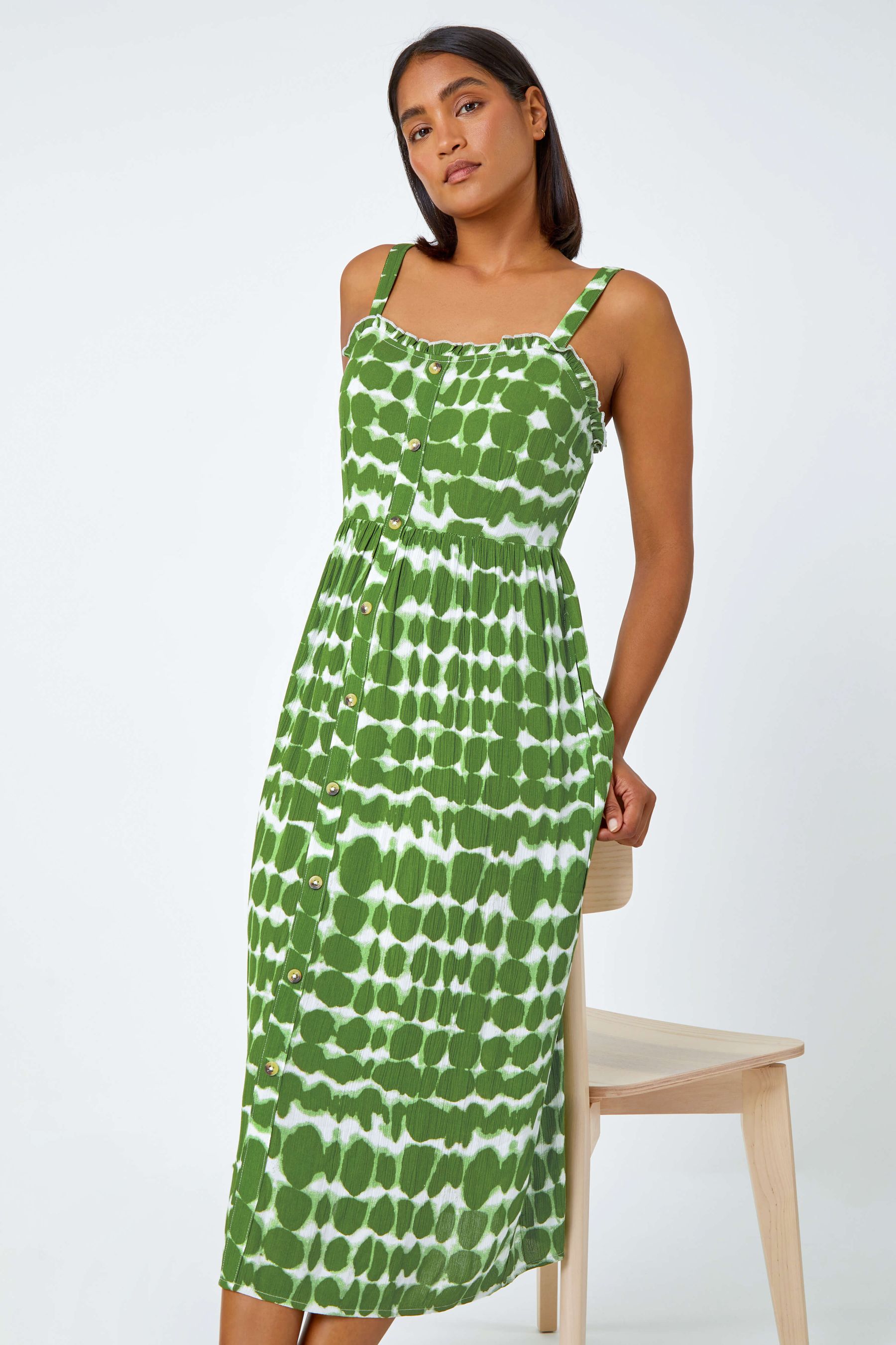 Buy Roman Green Tie Dye Spot Print Midi Sundress from the Next UK online shop