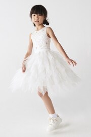 River Island White Mini Girls Mesh Frill Dress - Image 1 of 2