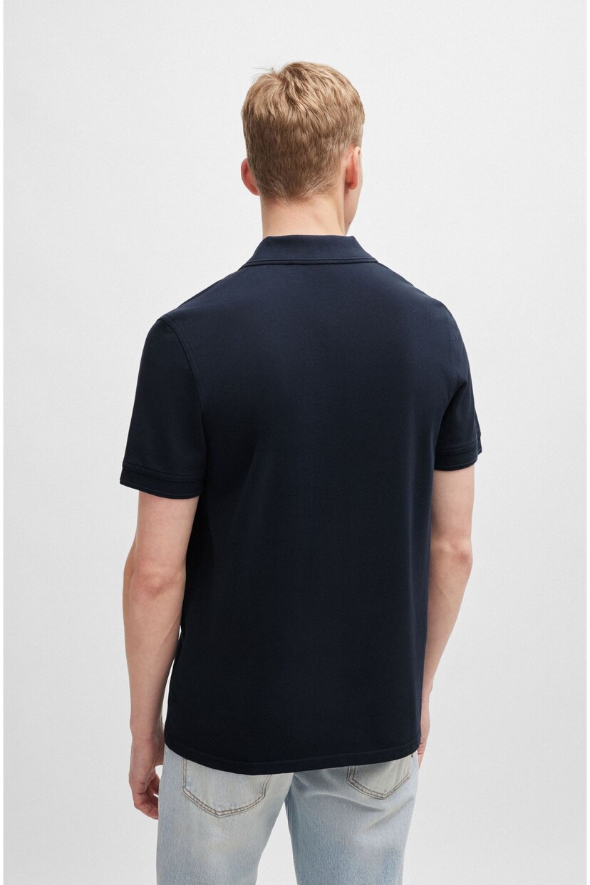 BOSS Dark Blue Chrome Cotton Pique Polo Shirt - Image 3 of 5