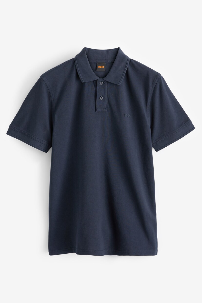 BOSS Dark Blue Chrome Cotton Pique Polo Shirt - Image 5 of 5
