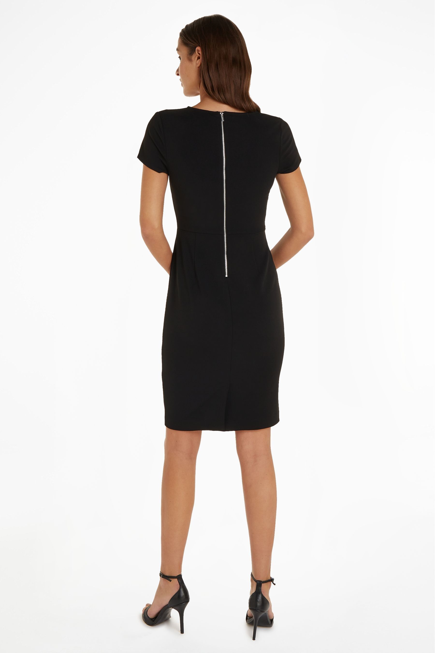 Buy Calvin Klein Black Scuba Crepe Open Neck Dress from Next Luxembourg