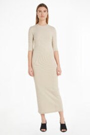 Calvin Klein Natural Rib T-Shirt Midi Dress - Image 1 of 3